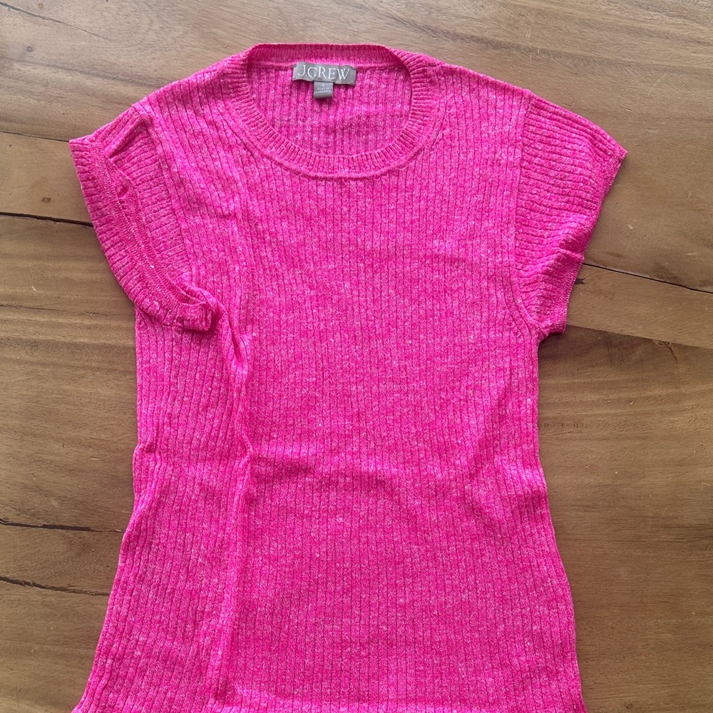 J. Crew Bright Pink knitShort Sleeve Top